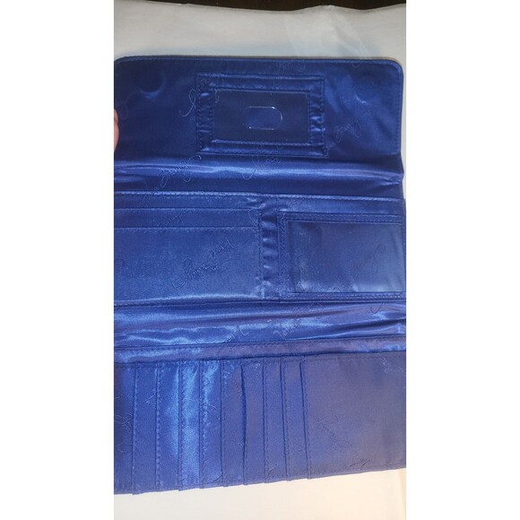 Vera Bradley Large Trifold Wallet Blue / Yellow  Art Plaid Organizer Clutch NWOT - Picture 2 of 3